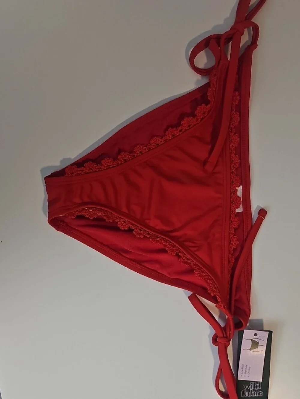 Wild Fable Women's M Crochet Edge Red Triangle Bikini Set